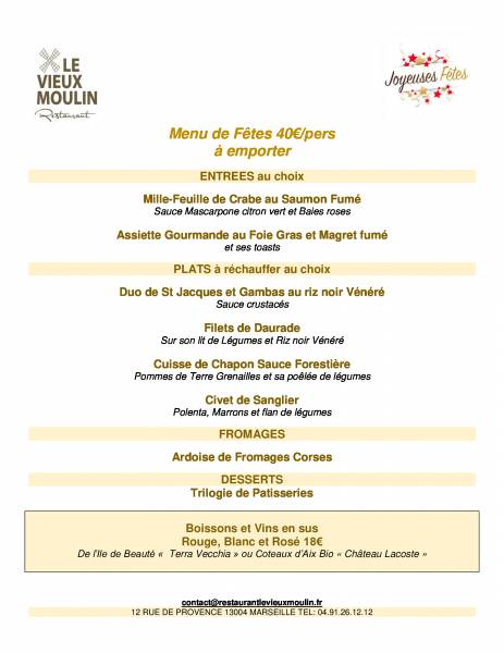 Menu du Réveillon 2020: Terre et Mer  en communion entre  la Corse et Le Continent