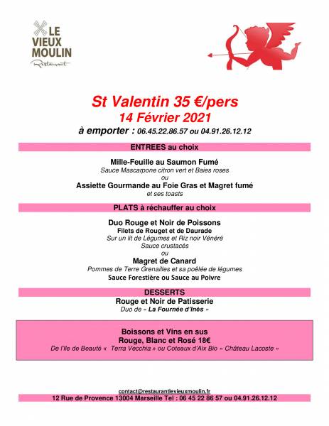 Menu spécial Saint Valentin