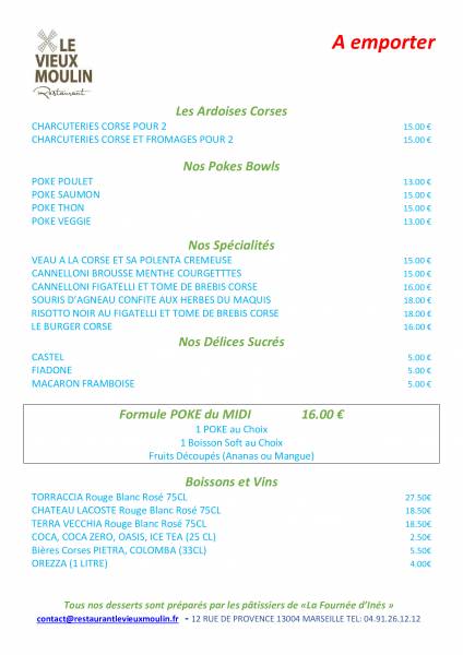 carte a emporter
